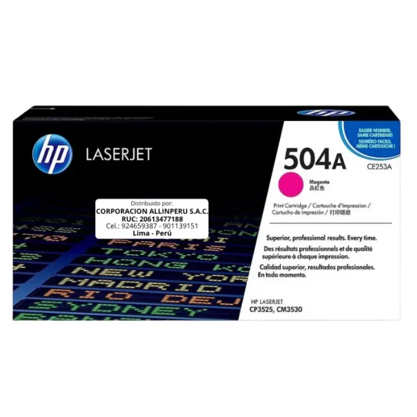 Toner HP CE253A 504A LaserJet. CP3525 Magenta 7.000 Páginas