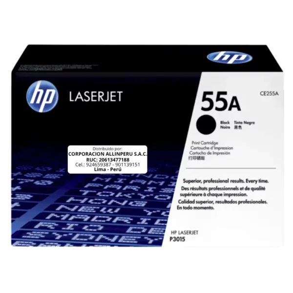 Toner HP CE255A 55A LaserJet. CP3015 Negro 6.000 Páginas