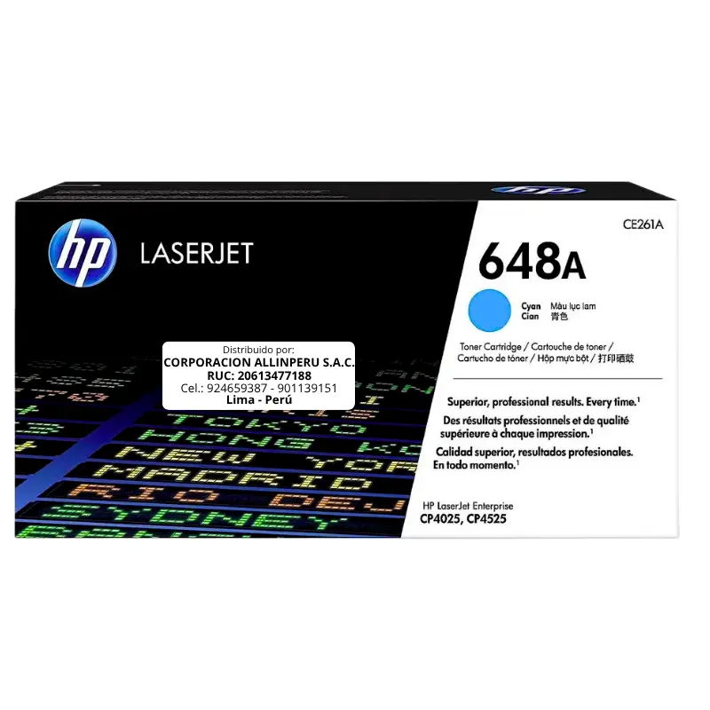 Toner HP CE261A 648A LaserJet. CP4525 Cyan 11.000 Páginas