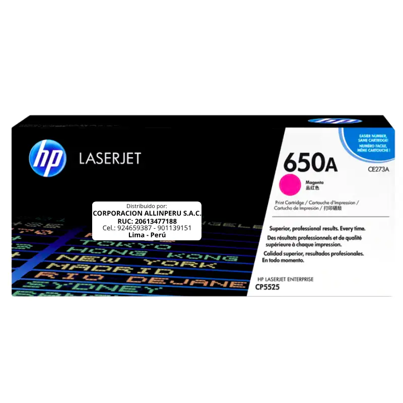 Toner HP CE273A 650A LaserJet. CP5525 Magenta 15.000 Páginas