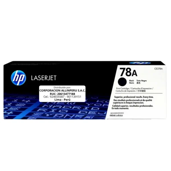 Toner HP CE278A 78A LaserJet. P1606 Negro 2.100PG
