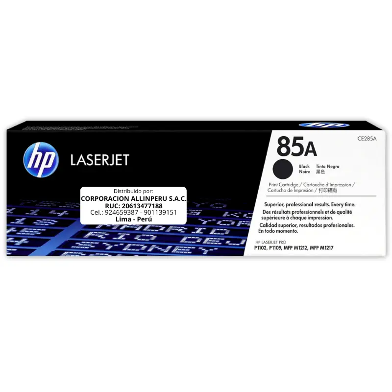 Toner HP CE285A 85A LaserJet. P1102 Negro 1.600PG