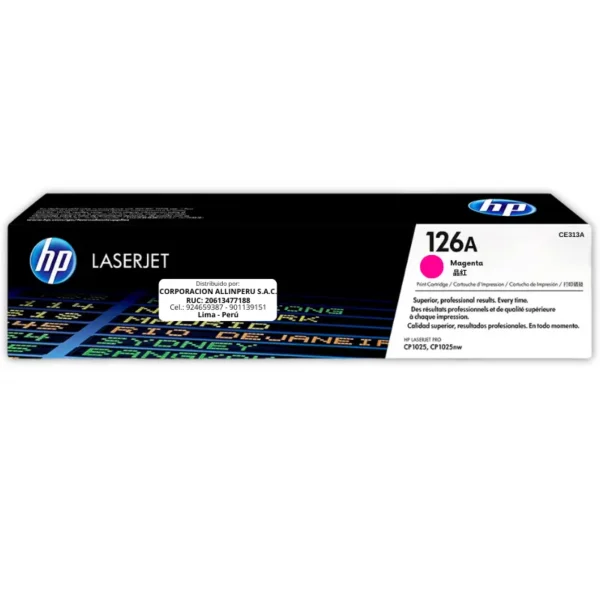 Toner HP CE313A 126A LaserJet. CP1025 Magenta 1.000 Páginas