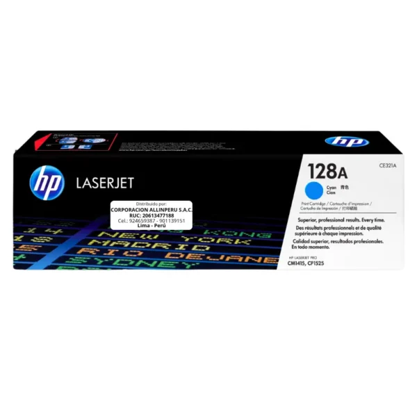 Toner HP CE321A 128A LaserJet. CM1415 Cyan 1.300 Páginas