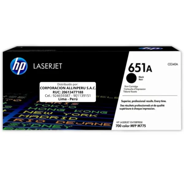 Toner HP CE340A 651A LaserJet M775 Negro 13.500 Páginas