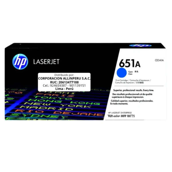 Toner HP CE341A 651A LaserJet M775 Cyan 16.000 Páginas