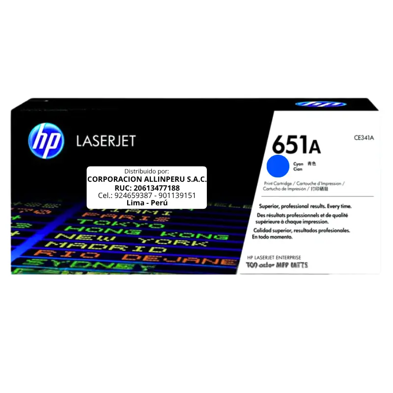 Toner HP CE341A 651A LaserJet M775 Cyan 16.000 Páginas Toner HP CE341A 651A LaserJet M775 Cyan 16.000 Páginas