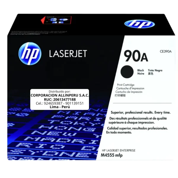 Toner HP CE390A 90A LaserJet M601 Negro 10.000 Páginas