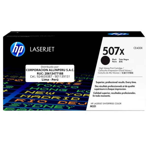 Toner HP CE400X 507X LaserJet. M551 Negro 11.000 Páginas