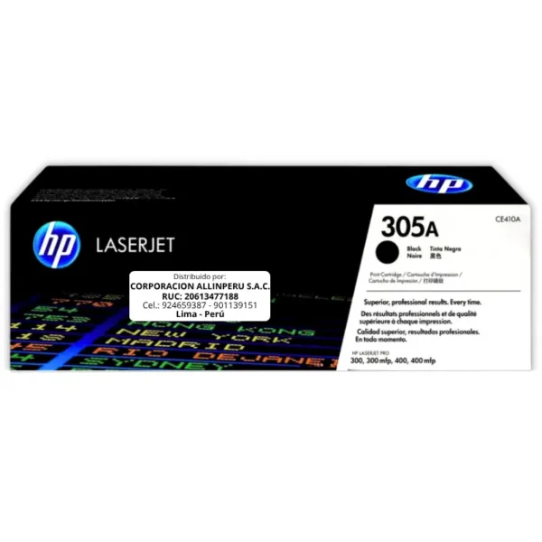 Toner HP CE410A 305A LaserJet. PRO 400 Negro 2.200 Páginas