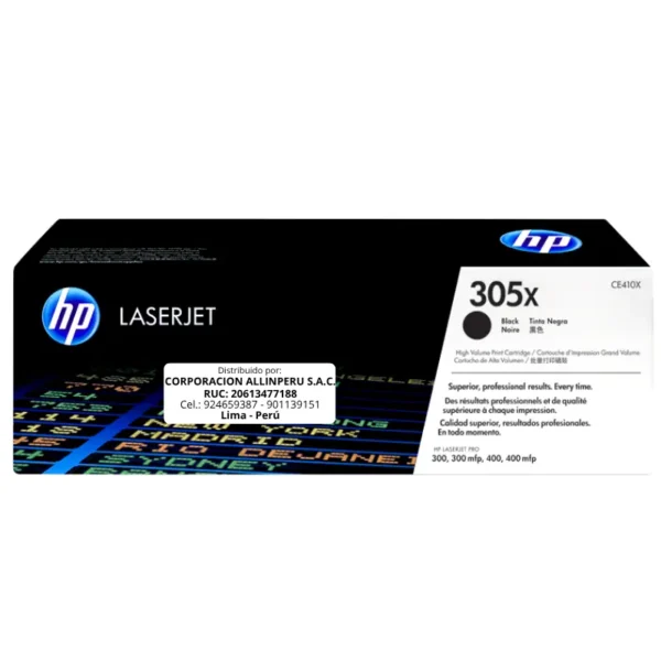 Toner HP CE410X 305X LaserJet. PRO 400 Negro 4.000 Páginas