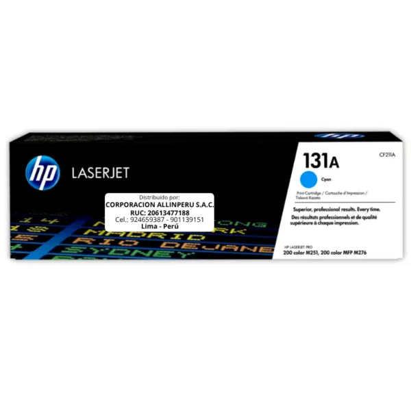 Toner HP CF211A 131A LaserJet M251 Cyan 1.600 Páginas