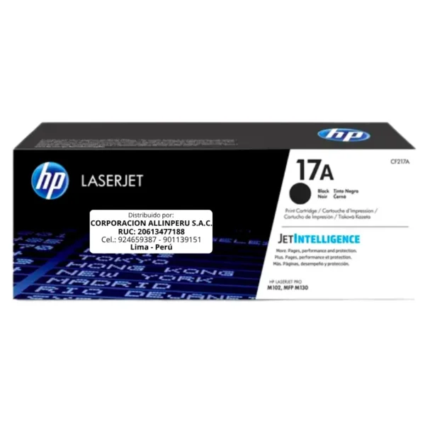 Toner HP CF217A 17A LaserJet M102W Negro 1.600 Páginas