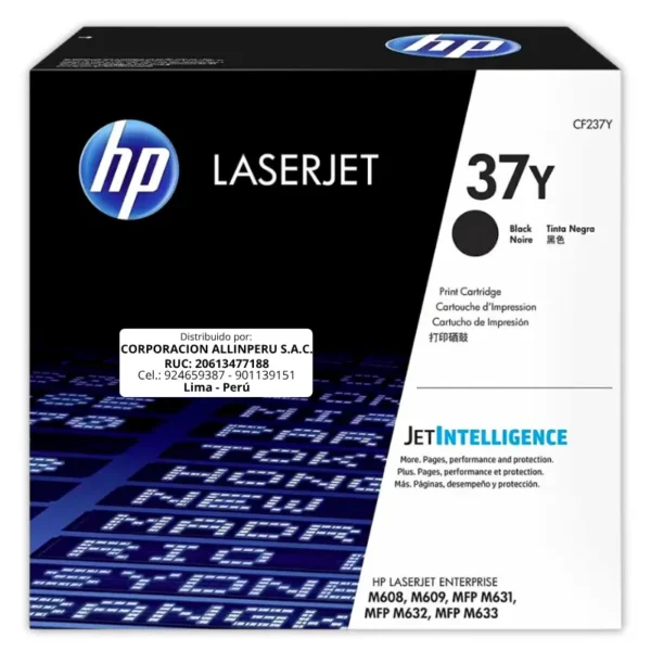 Toner HP CF237Y 37Y  LaserJet.E. M632 Negro 41.000 Páginas