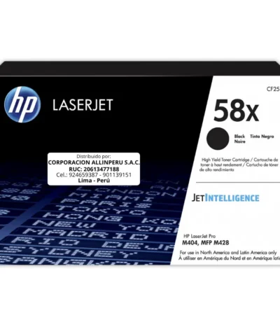 Toner HP CF258X 58X  LaserJet M404 Negro 10.000 Páginas
