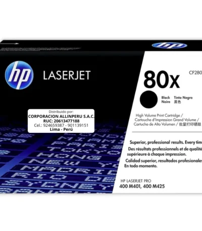 Toner HP CF280X 80X LaserJet M401 Negro 6.900 Páginas
