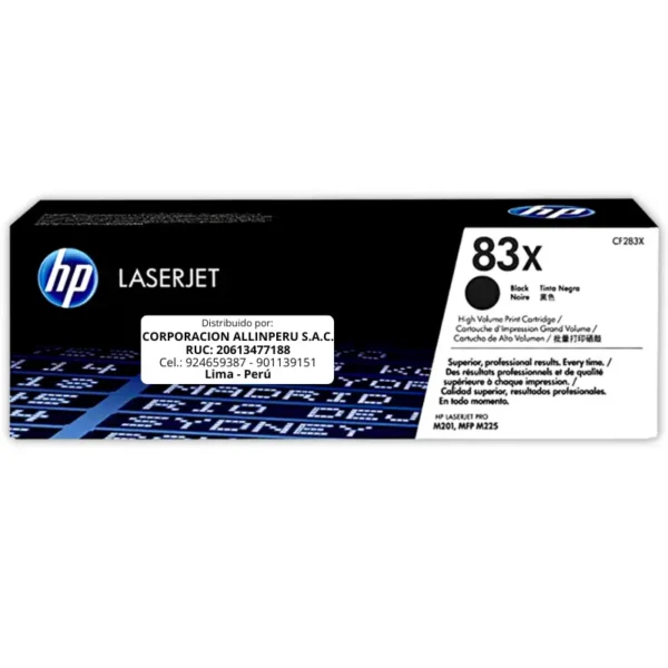 Toner HP CF283X 83X LaserJet M125 Negro 2.200 Páginas