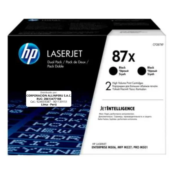 Toner HP CF287XD 87XD LaserJet.E. M506 Negro 36.000 Páginas