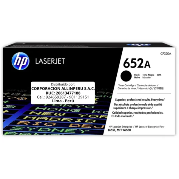 Toner HP CF320A 652A LaserJet M651DN Negro 11.500 Páginas
