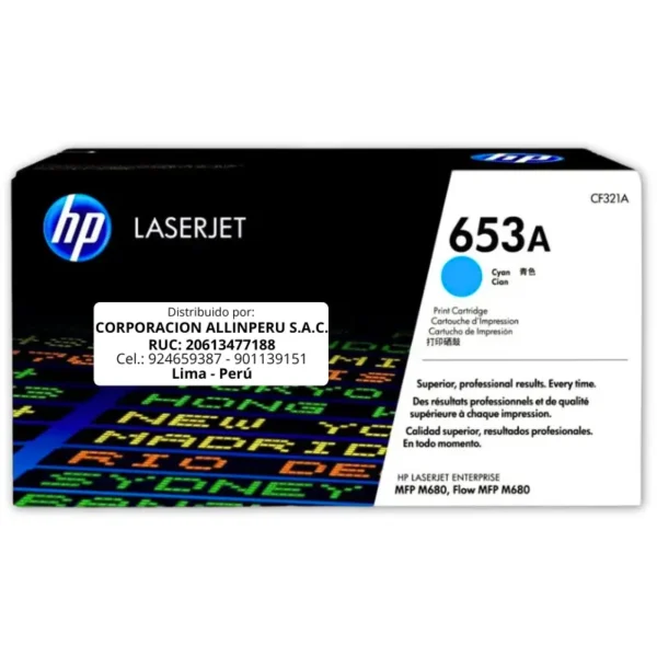 Toner HP CF321A 653A LaserJet M651DN Cyan 16.500 Páginas
