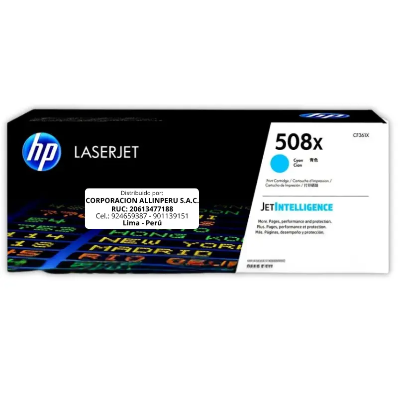 Toner HP CF361X 508X LaserJet M553 Cyan 9.500 Páginas