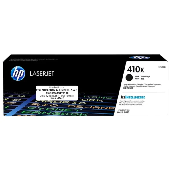 Toner HP CF410X 410X  LaserJet M477 Negro 6.500 Páginas