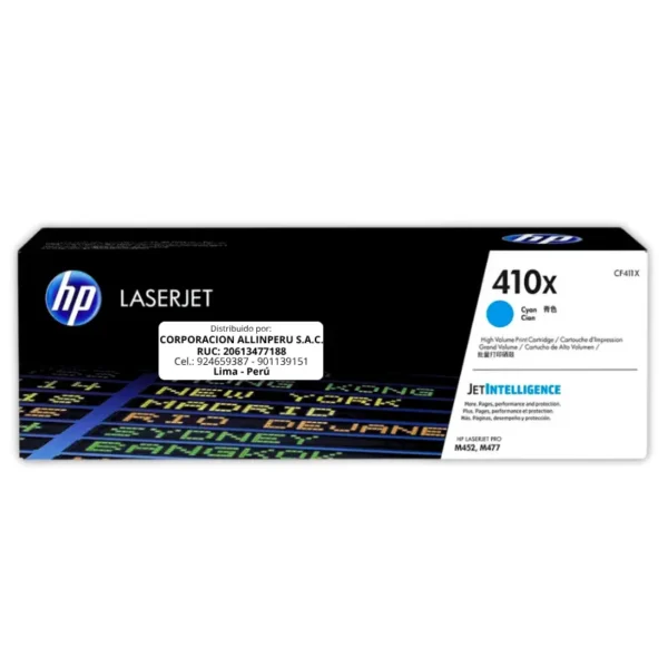Toner HP CF411X 410X  LaserJet M477 Cyan 5.000 Páginas