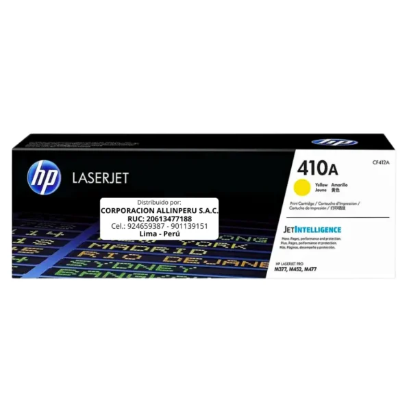 Toner HP CF412A 410A  LaserJet M477 Amarillo 2.300 Páginas