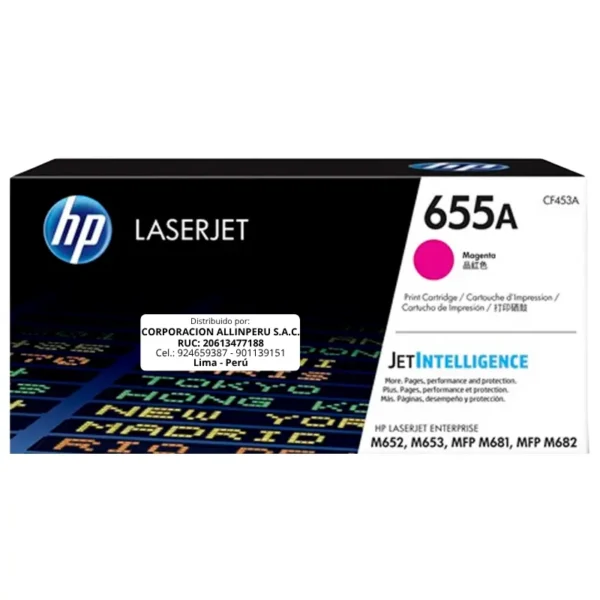 Toner HP CF453A 655A LaserJet M652 Magenta 10.500 Páginas