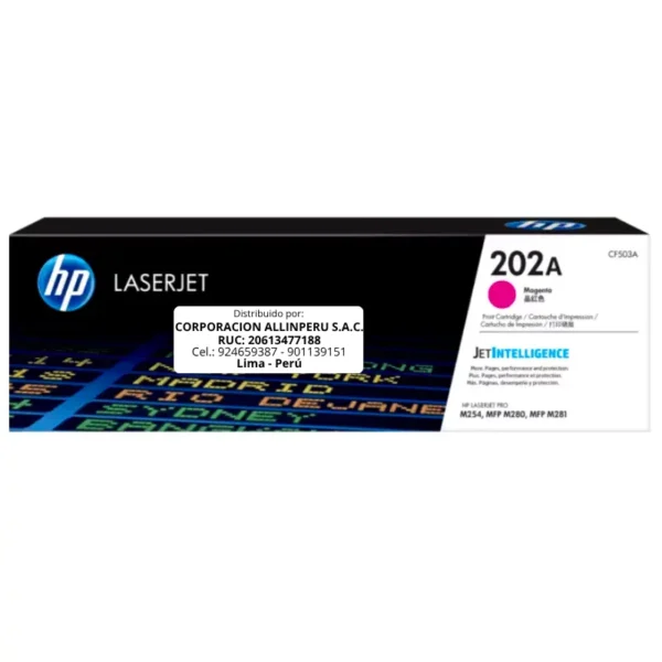 Toner HP CF503A 202A LaserJet. PRO M254 Magenta 1.300 Páginas