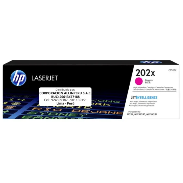 Toner HP CF503X 202X LaserJet. PRO M254 Magenta 2.500 Páginas