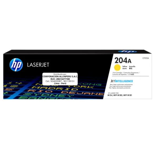 Toner HP CF512A 204A M154A Amarillo 900 Páginas