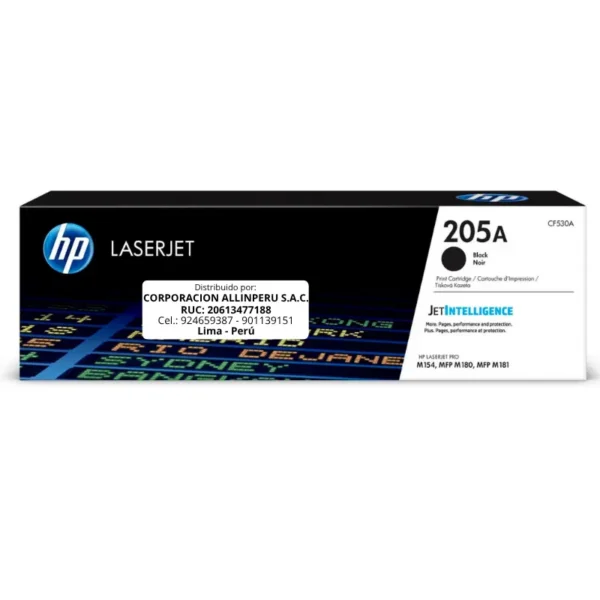 Toner HP CF530A 205A Negro LaserJet M154A 1.100 Páginas
