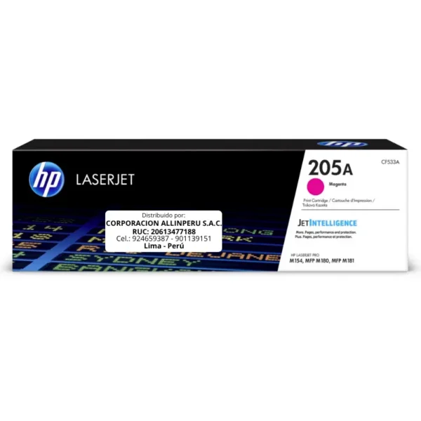 Toner HP CF533A 205A Magenta LaserJet M154A 900 Páginas