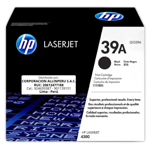 Toner HP Q1339A 39A LaserJet 4300 Negro 18.000 Páginas