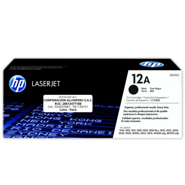 Toner HP Q2612A 12A LaserJet 1020 Negro 2.000 Páginas