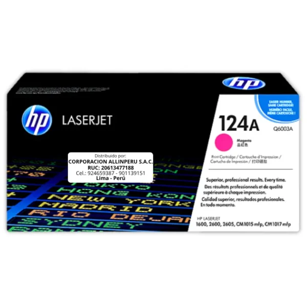 Toner HP Q6003A 124A LaserJet 2600N Magenta 2.000 Páginas