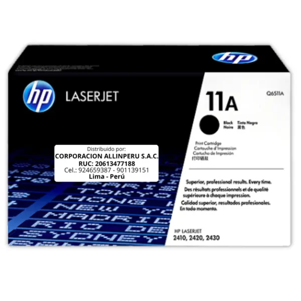 Toner HP Q6511A 11A LaserJet 2400DN Negro 6.000 Páginas