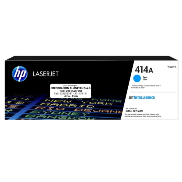 Toner HP W2021A 414A LaserJet M454 Cyan 2.100 Páginas