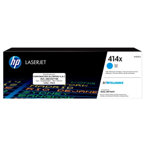 Toner HP W2021X 414X LaserJet M454 Cyan 6.000 Páginas