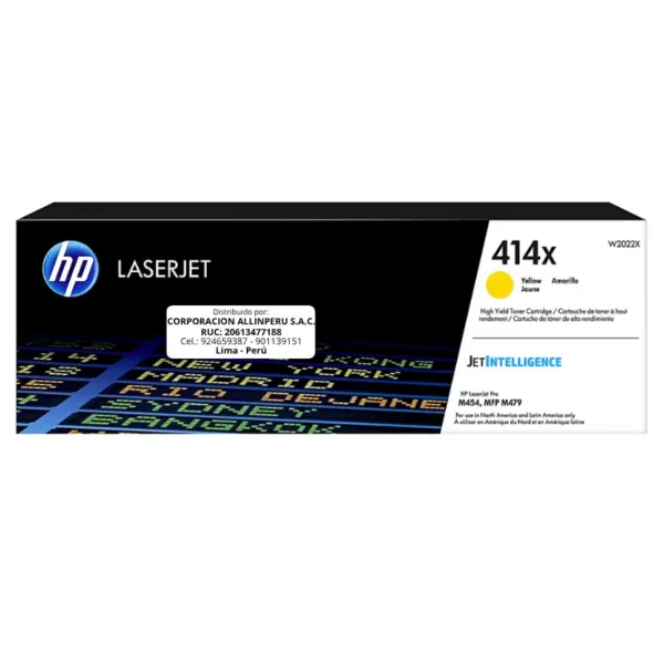 Toner HP W2022X 414X LaserJet M545 Amarillo 6.000 Páginas