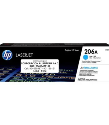 Toner HP W2111A 206A LaserJet M255WD Cyan 1.250 Páginas