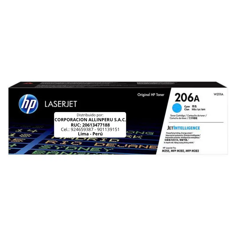 Toner HP W2111A 206A LaserJet M255WD Cyan 1.250 Páginas