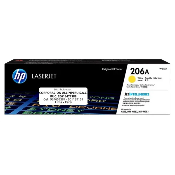 Toner HP W2112A 206A LaserJet M255WD Amarillo 1.250 Páginas