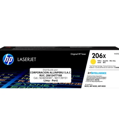 Toner HP W2112X 206X LaserJet M255WD Amarillo 2.450 Páginas