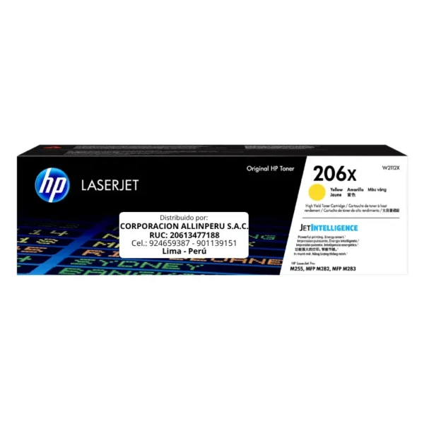 Toner HP W2112X 206X LaserJet M255WD Amarillo 2.450 Páginas