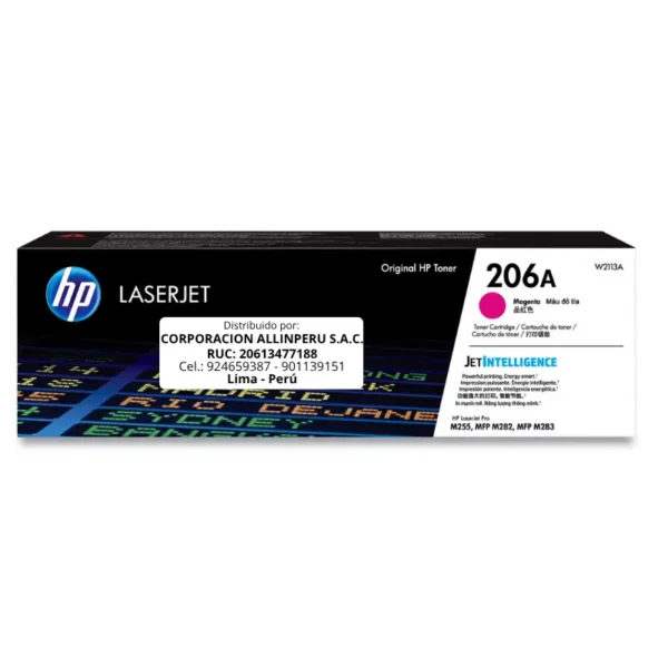 Toner HP W2113A 206A LaserJet M255WD Magenta 1.250 Páginas