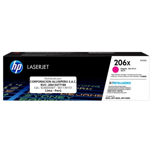Toner HP W2113X 206X LaserJet M255WD Magenta 2.450 Páginas