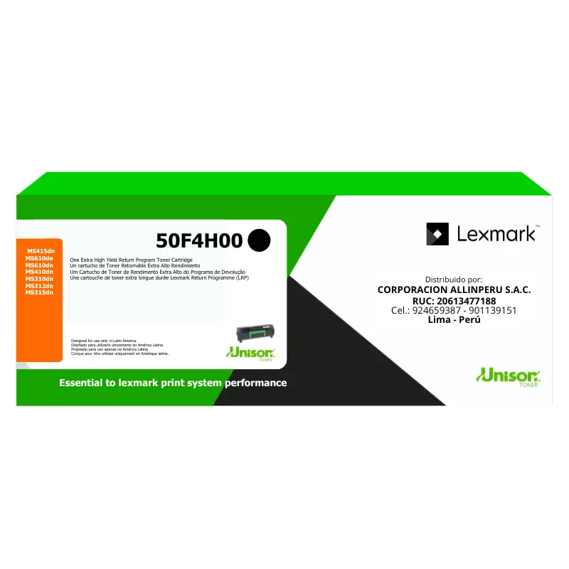 Toner Lexmark 50F4H00 Negro Original