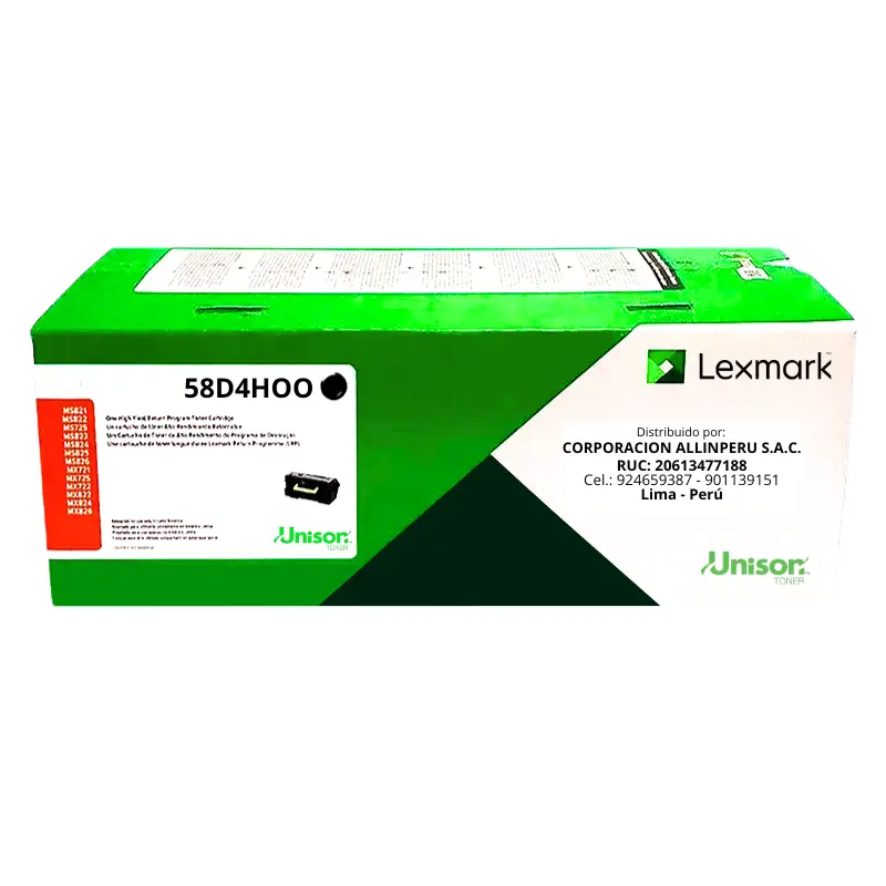 Toner Lexmark 58D4H00 Negro MS826 - 15000 Páginas Original